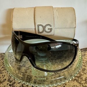 Donna Karen vintage oversized sunglasses with Dolce & Gabbana case circa 1998